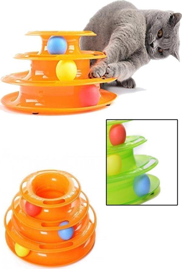 EveFix Tower Of Tracks Eğleneli Üç Katlı Kedi Oyuncağı Seti Oyuncağı - Image 1