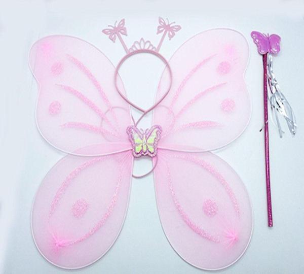 EveFix Toz Pembe Renk Kelebek Kanadı Tacı Ve Sopası 50X37 Cm - Image 1