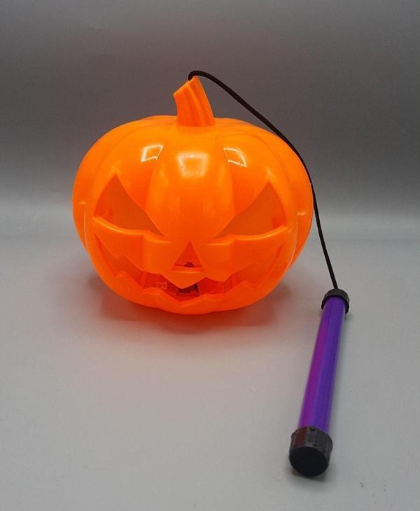 EveFix Turuncu Renk Led Işıklı Ve Sesli Saplı Balkabağı Dekor Süs 40 Cm - Image 1
