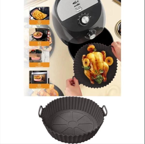 EveFix Tüm Airfryerlara Uyumlu Antrasit Renk Silikon Pişirme Kabı - Airfryer Silikon Kap - Bpa Free-1 Adet - Image 1