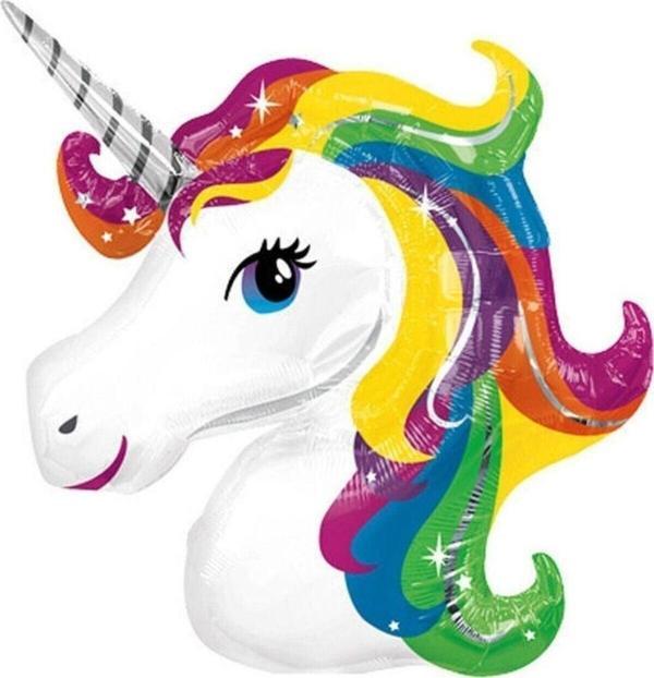 EveFix Renkli Unicorn Folyo Balon Büyük Boy Helyum Uyumlu 92X126 Cm - Image 1