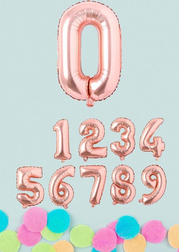 EveFix Rose Gold Rakam Folyo Balon Rose Gold Sayı Balonlar 16 İnç 40 Cm - Image 1