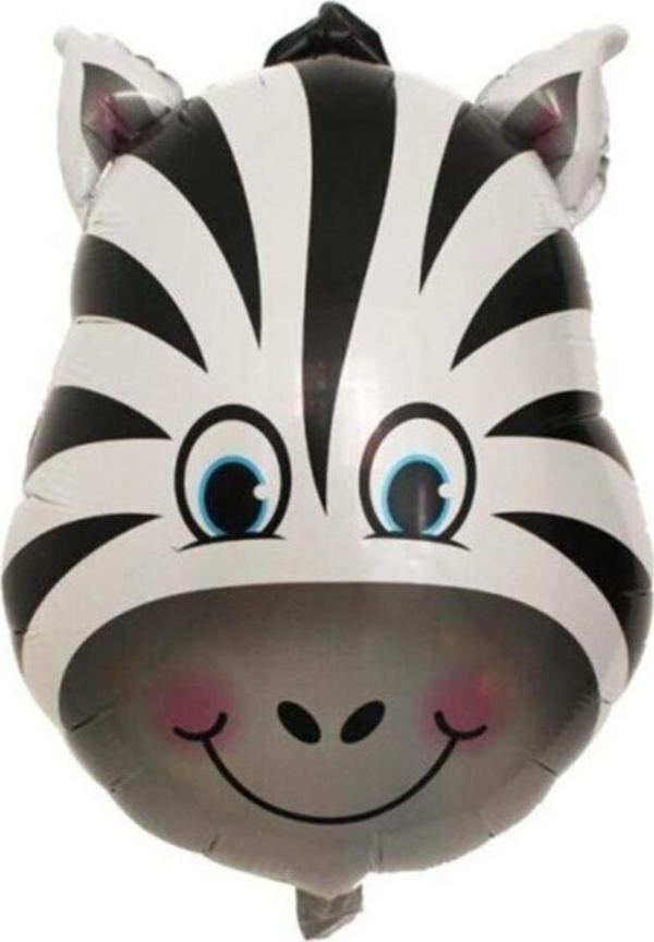 EveFix Zebra Kafa Folyo Balon Safari Hayvanlar Temalı Parti 55 Cm - Image 1