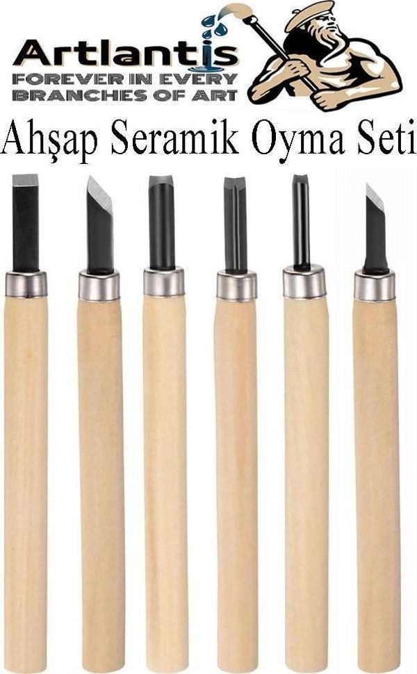 Ahşap Seramik Oyma Seti 6 lı 1 Paket İskarpela Seti Paslanmaz Çelik Bıçaklı Ağaç Oyma Heykel Hobi Kretuar Gravür - Image 1