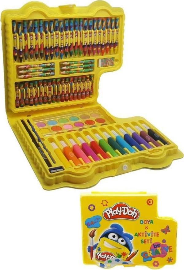 Boya ve Aktivite Seti 64 Parça 1 Paket Play Doh Kırtasiye Seti Kuru Boya Sulu Boya Pastel Boya Keçeli Kalem - Image 1
