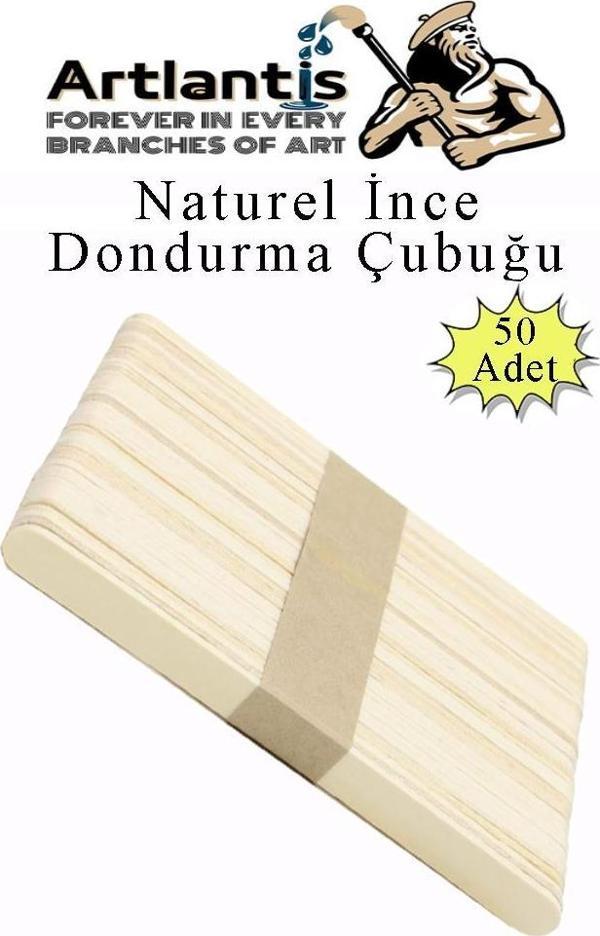 Dar Dil Çubuğu 50 Adet Ahşap Dondurma Çubuğu Naturel Maket Hobi Okul Proje Tasarım - Image 1