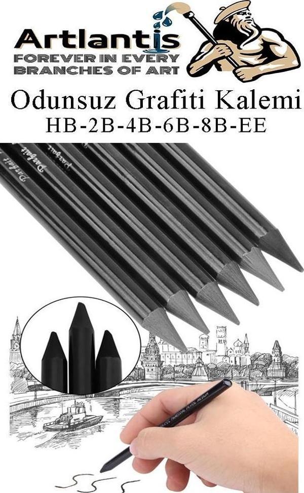 Odunsuz Grafiti Kalemi 6 lı 1 Paket Odunsuz Kömür Kalemi Füzen Kalemi Çizim Kalemi Eskiz ve Karakalem Kalemi - Image 1