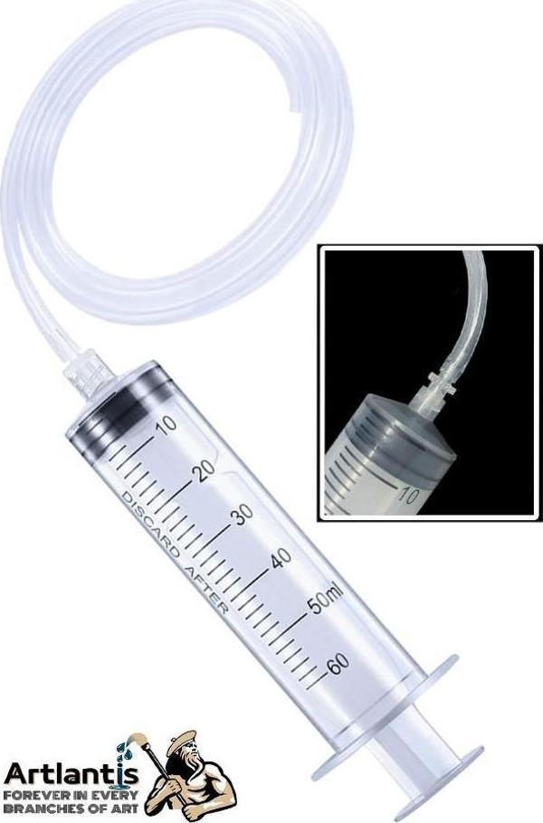 Plastik Şırınga Hortumlu Büyük 60 ml 1 Paket Sıvı Emme Enjektörü Okul Deney Evcil Hayvan Besleme - Image 1