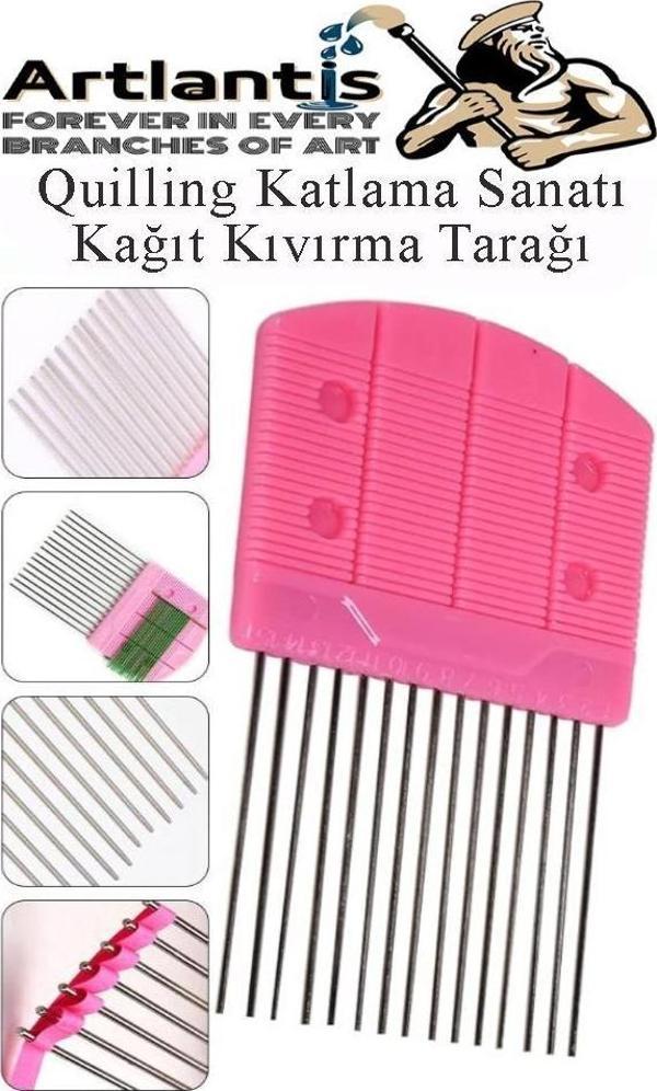 Quiling Tarağı 1 Adet Quling Kağıt Şekillendirme Tarağı Plastik Sap Metal Uç 8x15 cm - Image 1
