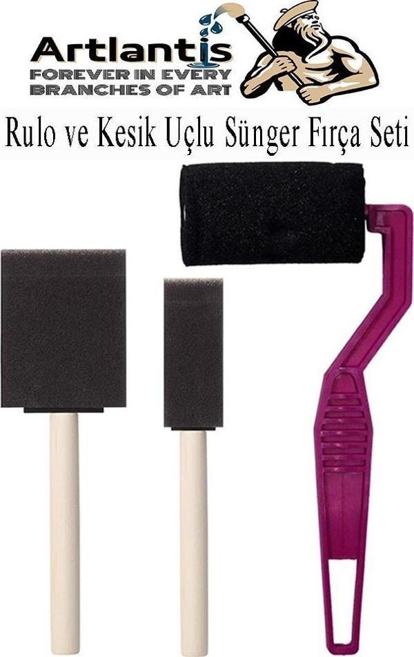 Rulo ve Kesik Uçlu Sünger Fırça Seti 1 Paket Akrilik Boya Yağlı Boya Guaj Boya Sulu Boya Sanatsal - Image 1
