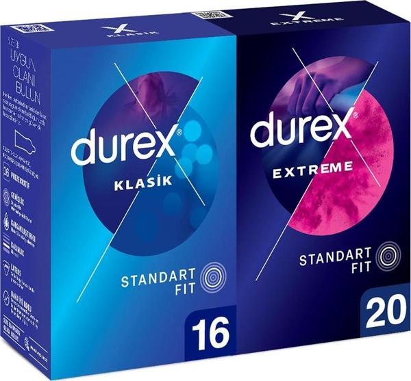 Durex Klasik Kondom 16 lı ve Extreme Prezervatif 20 li - Image 1