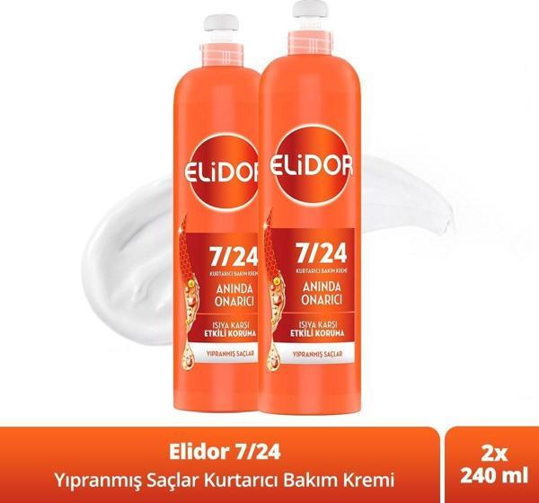 Elidor 7/24 Kurtarıcı Saç Bakım Kremi Anında Yıpranmış Saçlar 240 ml x 2 Adet - Image 1