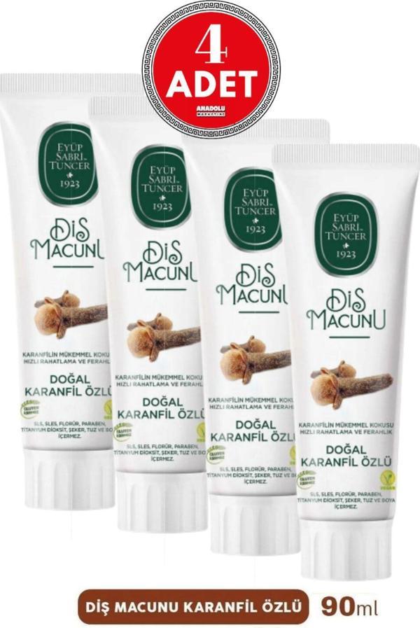 Eyüp Sabri Tuncer Doğal Karanfil Özlü Diş Macunu 90 ml x 4 Adet - Image 1
