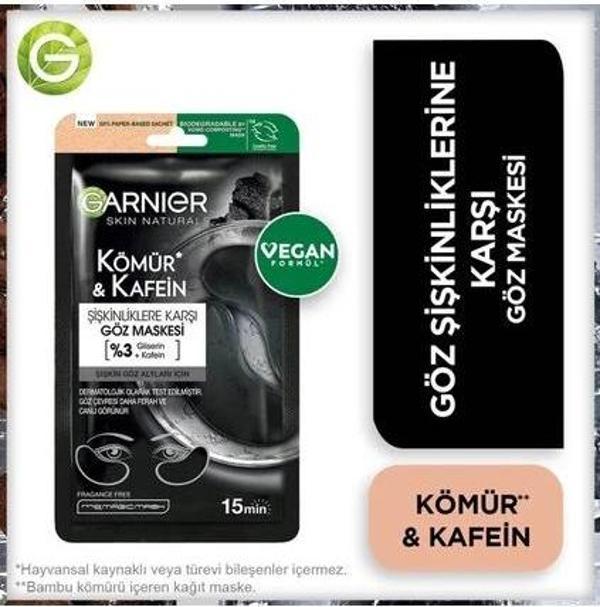 Garnier Göz Şişkinliklerine Karşı Kömür ve Kafein Göz Maskesi x 3 Adet - Image 1
