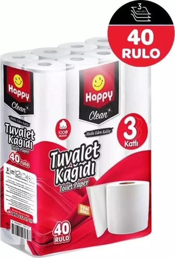 Happy Clean Üç Katlı Tuvalet Kağıdı 40 lı - Image 1