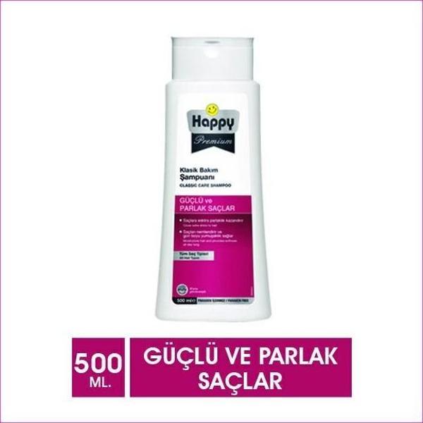 Happy Premium Güçlü ve Parlak Saçlar Klasik Bakım Şampuanı 500 ml - Image 1