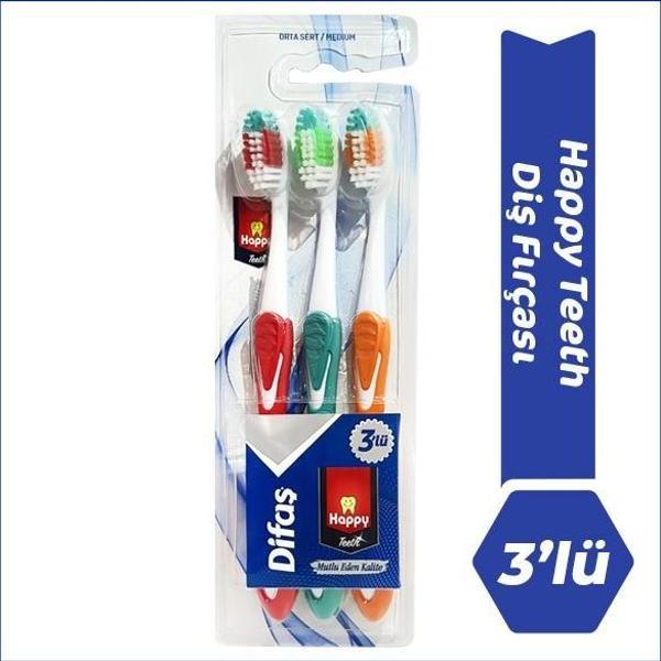 Happy Teeth 3 lü Diş Fırçası - Orta Sert - Image 1