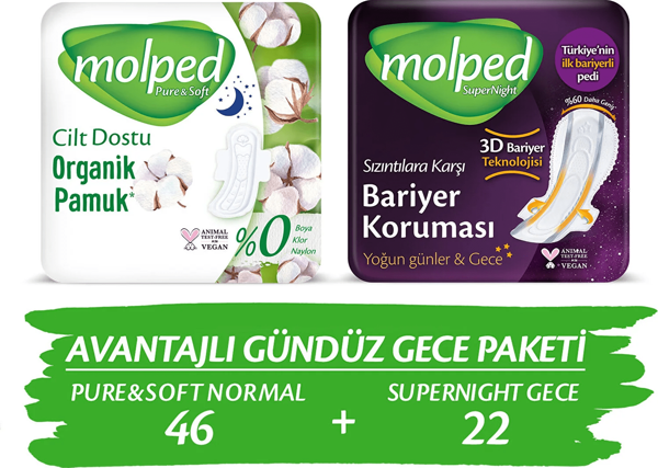 Molped Pure Soft Normal 46 lı Supernıght 22 li Gece&Gündüz Paketi  - Image 1
