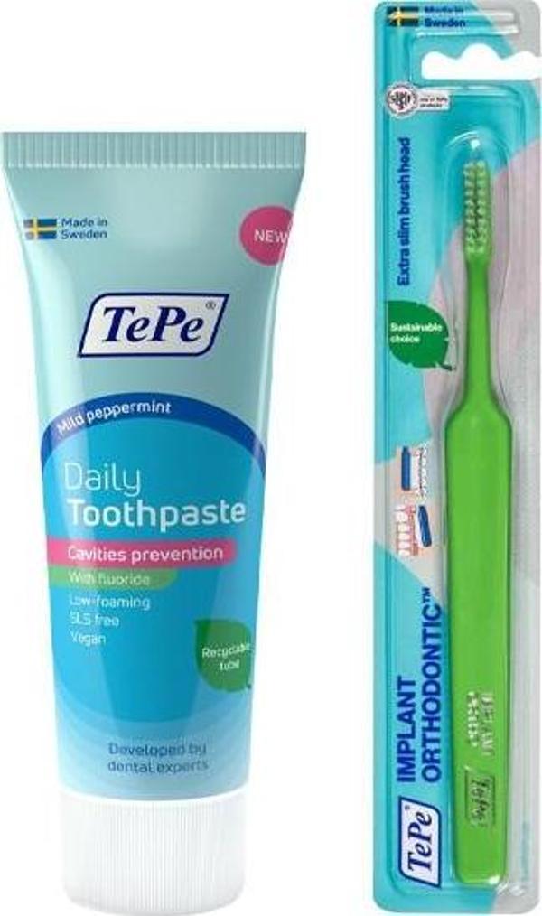 Tepe Daily Diş Macunu 75 ml + Tepe Implant Orthodontic Diş Fırçası - Image 1