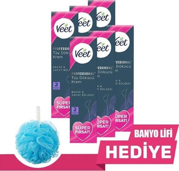 Veet Professional Tüm Ciltler Tüy Dökücü Krem 200ml x 6 Adet(Hediyeli) - Image 1