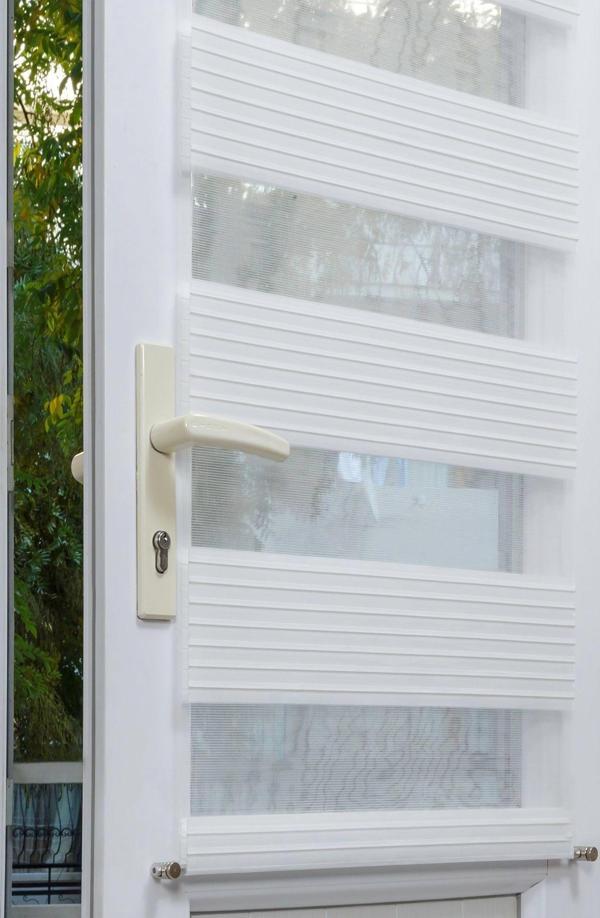 Venti Perde Kapı Ve Pencere Üstü Metal Rustikli Venti Beyaz Plise Zebra Perde 2609 - Image 1