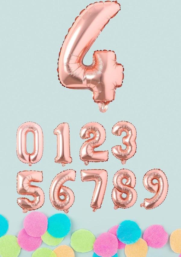 EveFix Rose Gold Rakam Folyo Balon Rose Gold Sayı Balonlar 16 İnç 40 Cm - Image 1