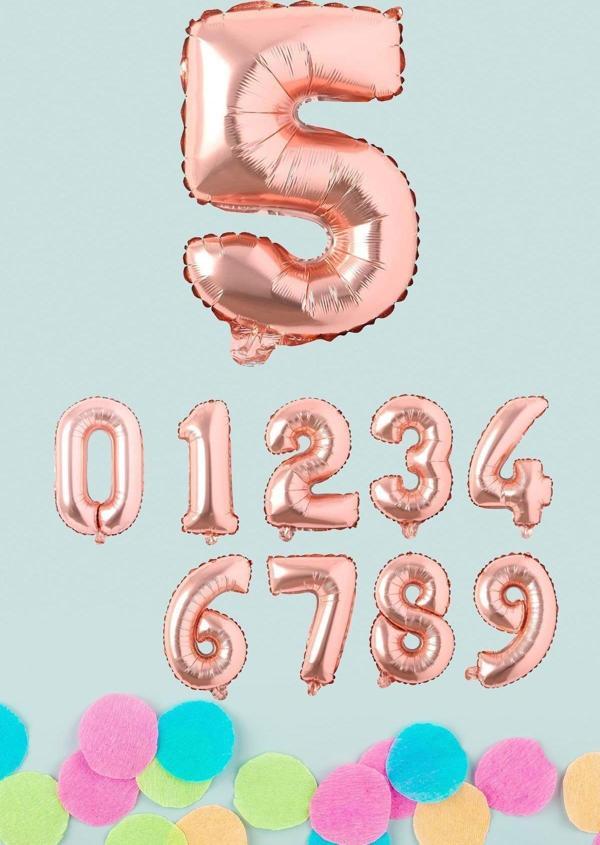 EveFix Rose Gold Rakam Folyo Balon Rose Gold Sayı Balonlar 16 İnç 40 Cm - Image 1
