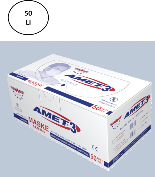 Just Cheap Store Amet Maske 3 Katlı Telli 50'Li - Image 1