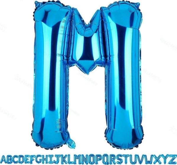 EveFix 1 Metre Mavi M Harfi Folyo Harf Balon Mavi M Harf Organizasyon Balonu Mavi - Image 1