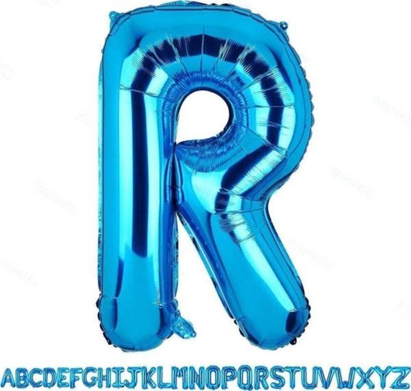 EveFix 1 Metre Mavi R Harfi Folyo Harf Balon Mavi R Harf Folyo Balon R Harf Balon Kalite Balon - Image 1