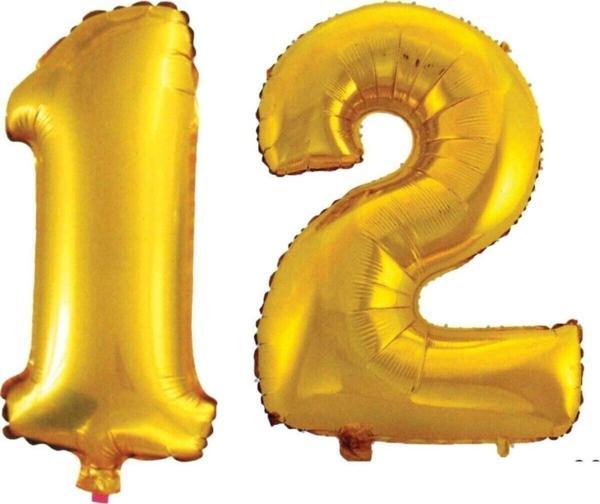 EveFix 12 Yaş Sayı Folyo Balon Altın 90 Cm - Image 1
