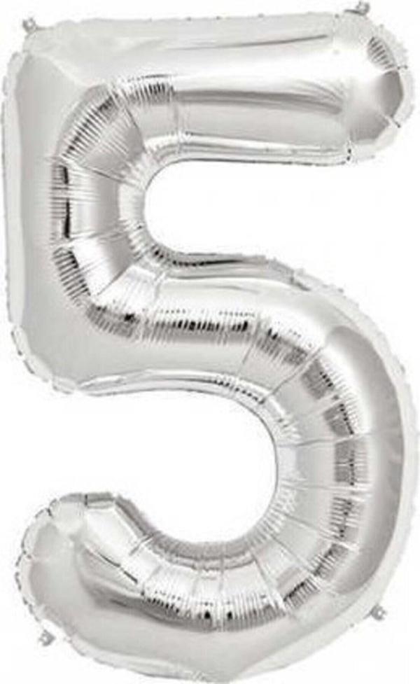 EveFix Gümüş Folyo Balon Sayılı Helyum Balon 100 Cm Dev Boy 5 - Image 1