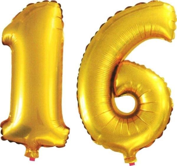 EveFix 16 Yaş Sayı Folyo Balon Altın 90 Cm - Image 1