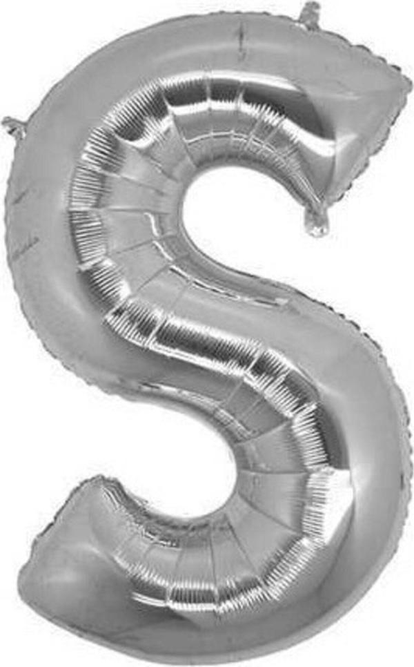 EveFix Gümüş Renk Folyo Balon S Harfli Helyum Balon 100 Cm Dev Boy - Image 1