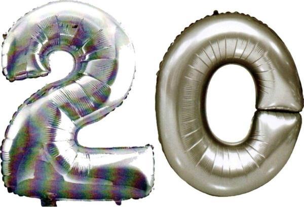 EveFix 20 Yaş Sayı Folyo Balon Gümüş 90 Cm - Image 1