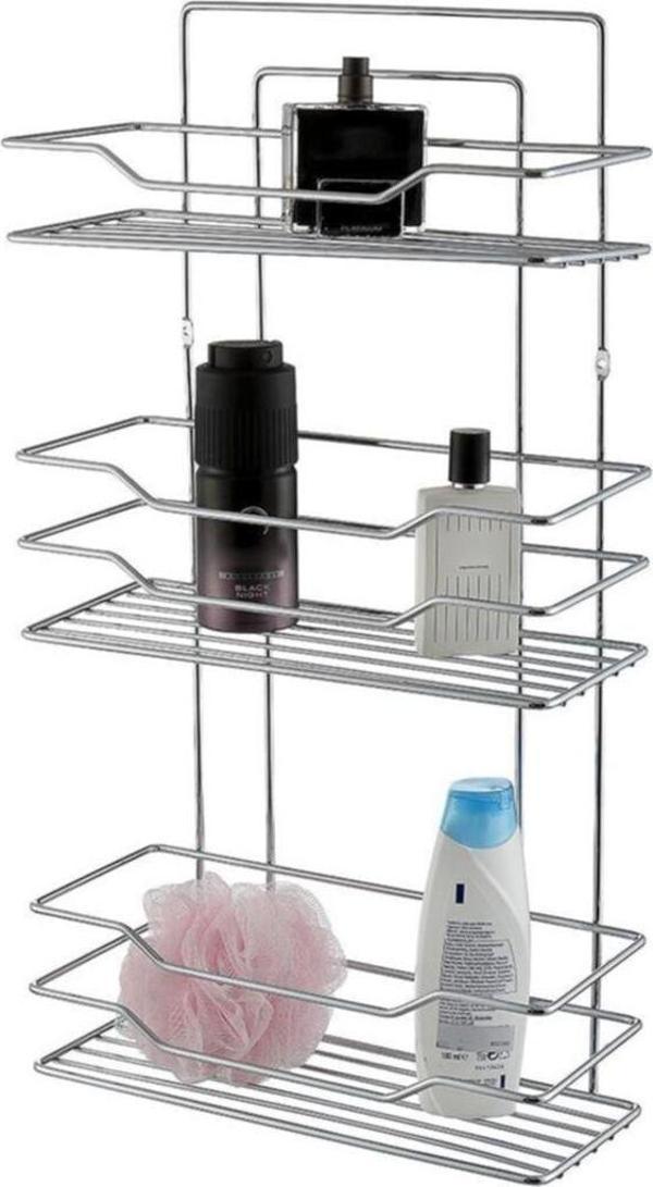 EveFix 3 Raflı Krom Banyo Rafı Şampuanlık Sabunluk Banyo Duş Düzenleyici - Image 1