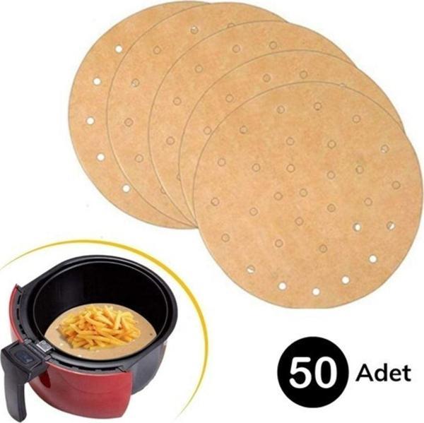 EveFix 50 Adet Air Fryer Pişirme Kağıdı Tek Kullanımlık Hava Fritöz Yapışmaz Yağlı Kağıt Delikli Model - Image 1