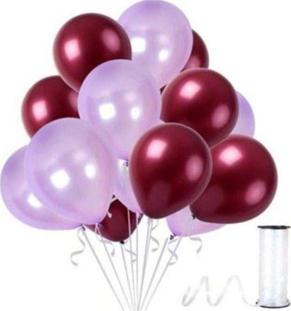 EveFix 50 Adet Metalik Sedefli Lila ,Bordo Balon-Nişan-Balonu - Image 1