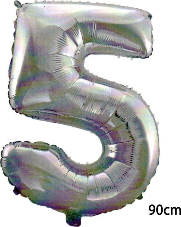 EveFix 90 Cm 5 Rakamı Folyo Balon Gümüş - Image 1