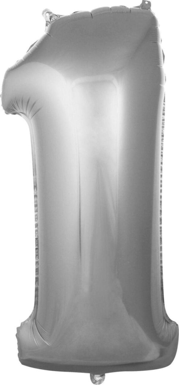 EveFix Balon 1 Rakam 76 Cm Gümüş Folyo Balon 34 Inc - Image 1