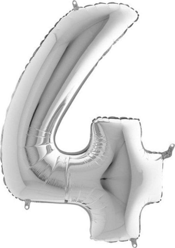EveFix Balon 4 Rakamı Gümüş 100 Cm Folyo Balon - Image 1