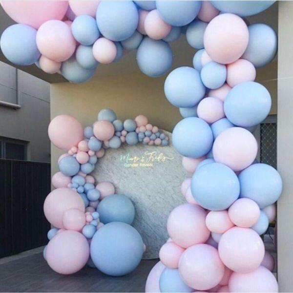 EveFix Star Makaron Balon Pembe Mavi Renk Ve Balon Zinciri 100 Adet - Image 1