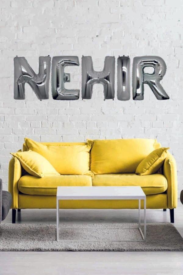 EveFix Doğum Günü Nehir Gümüş Harf Folyo Balon Set 40Cm Isim Balon - Image 1