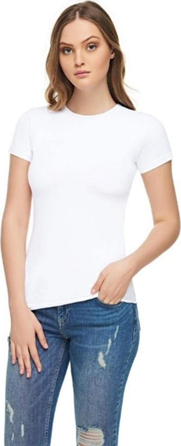 Tutku İç Giyim Elit Likralı Sıfır Yaka Kadın Kısa Kol Atlet - Image 1