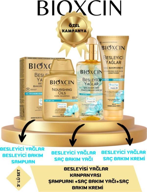 Bioxcin Besleyici Yağlar Bakım Seti Saç Bakım Yağı 150Ml+Bakım Şampuanı 300Ml+ Bakım Saç Kremi250 Ml - Image 1