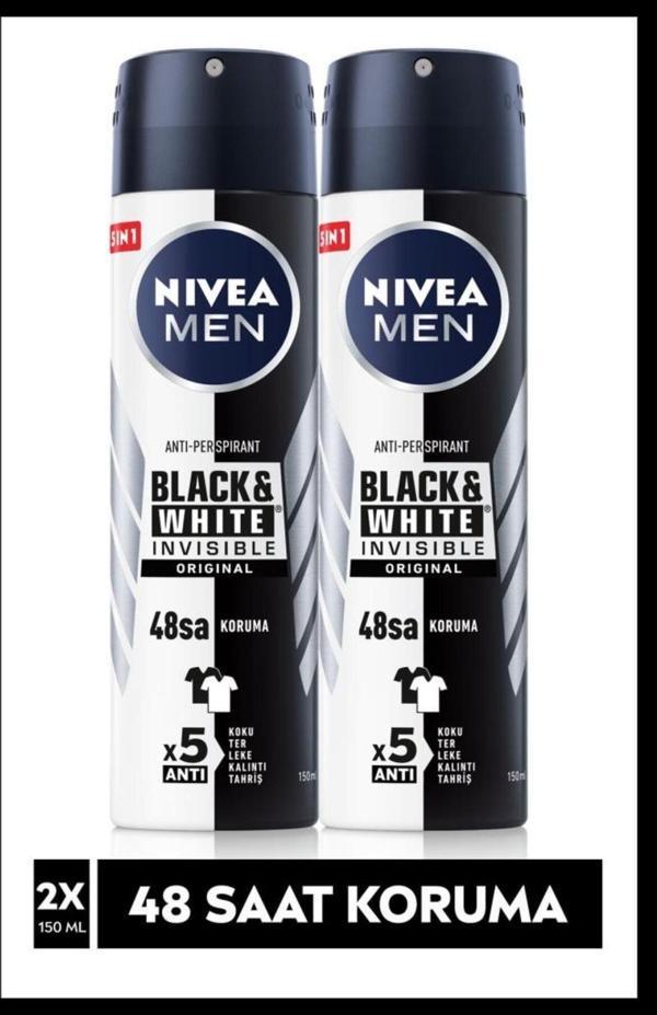 Invisible Black&white Original Power Erkek Deodorant Sprey 150 ml X 2 - Image 1