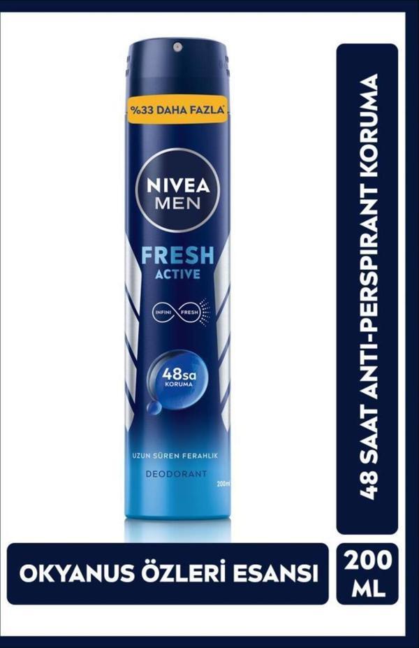 MEN Fresh Active Erkek Sprey Deodorant 200ml, Antiperspirant, Avantajlı boy - Image 1