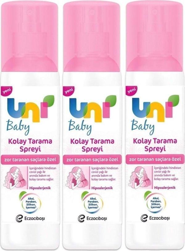 Uni Baby Zor Taranan Saçlara Özel Kolay Saç Tarama Spreyi 200 Ml X 3 Adet - Image 1