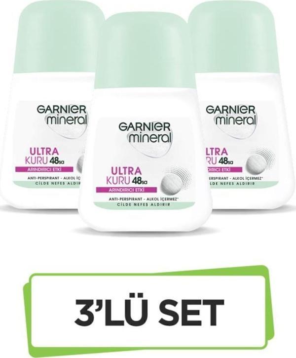 Garnier Mineral Ultra Kuru Roll-On Deodorant 3'Lü Set - Image 1