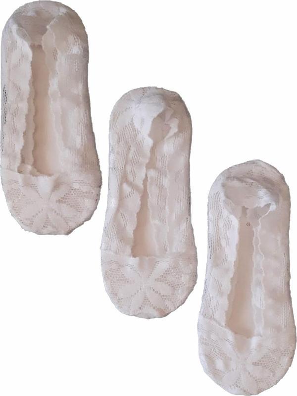 3lü Kadın Dantel Babet Pamuklu Çorap Çarık Renkli - Image 1